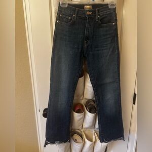 MOTHER jeans-The insider crop step fray -dark denim. Crop flare is back